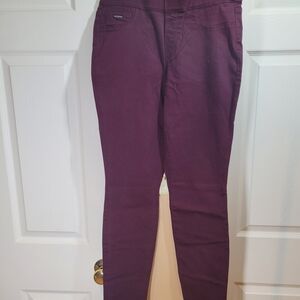 Nine West Burgundy Heidi Women's Pull-On Skinny Yoga Stretch Jeans Pants